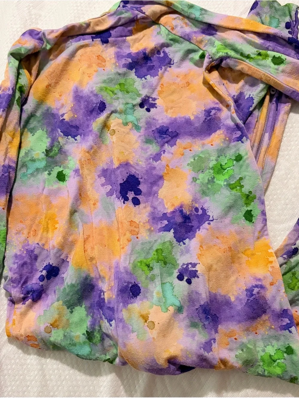 Kids' Purple, Green & Gold Tie-Dye Footed One-Piece